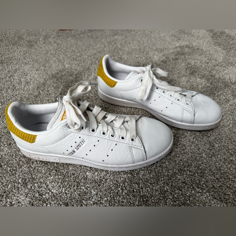 adidas Stan Smith White and Yellow Sneakers